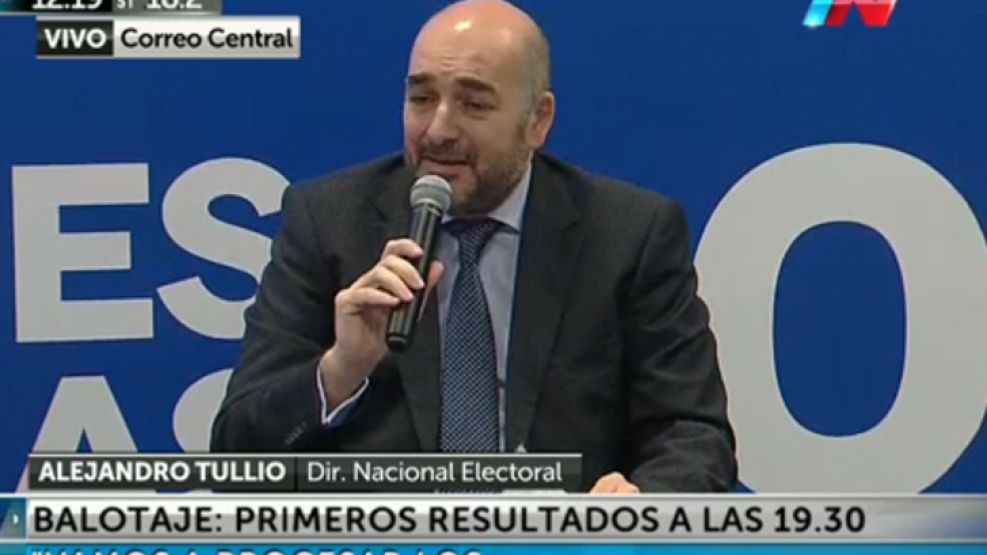 Tullio anunció que los resultados estarán disponibles desde las 19.30.