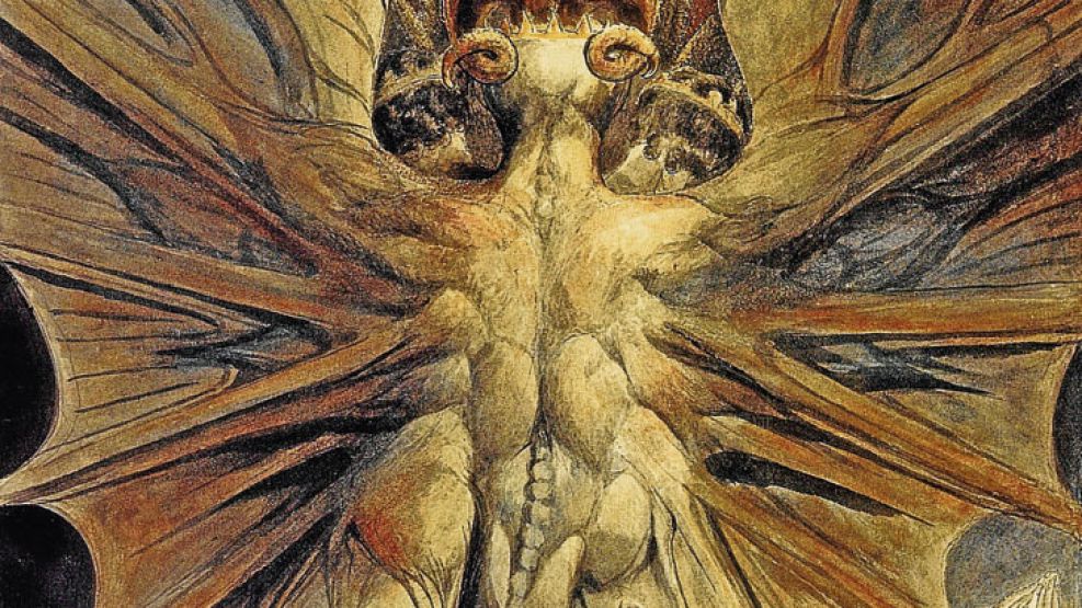 William Blake. El pintor y poeta inglés le puso imágenes al mal. La obra, El dragón rojo y la mujer vestida de sol (entre 1806-1809).