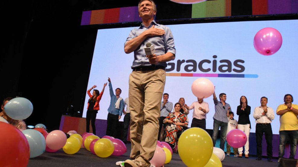 Mauricio Macri desde el búnker de Cambiemos.