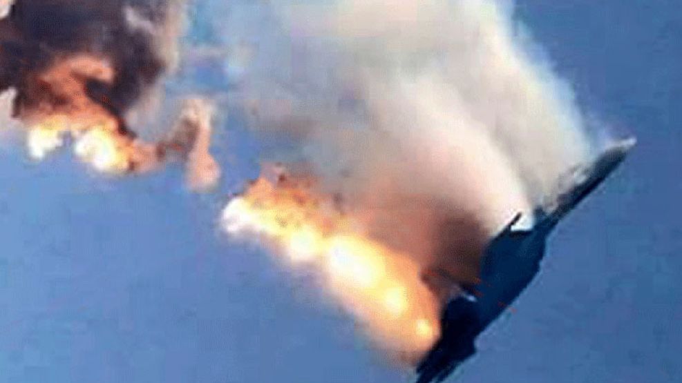 El cazabombardero Sukhoi Su-24, tras ser derribado.