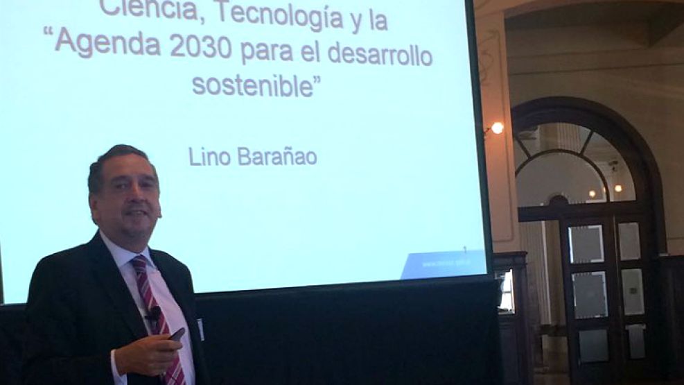 Lino Barañao, durante su exposición esta mañana en Montevideo, Uruguay.