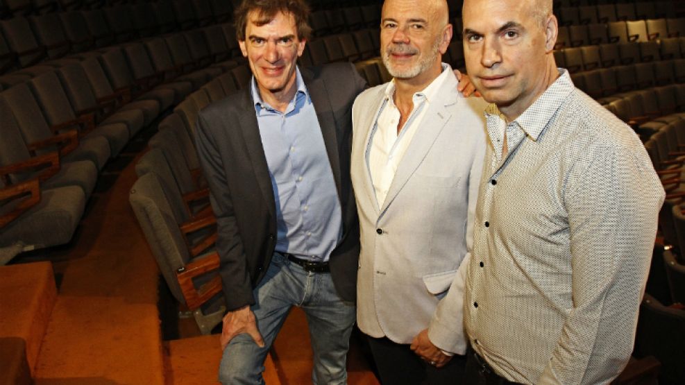 Jorge Telerman junto al electo deje de Gobierno porteño, Horacio Rodríguez Larreta y Darío Lopérfido.