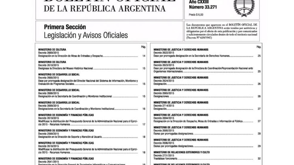 En el último Boletín de Cristina hay más de 180 páginas con designaciones.
