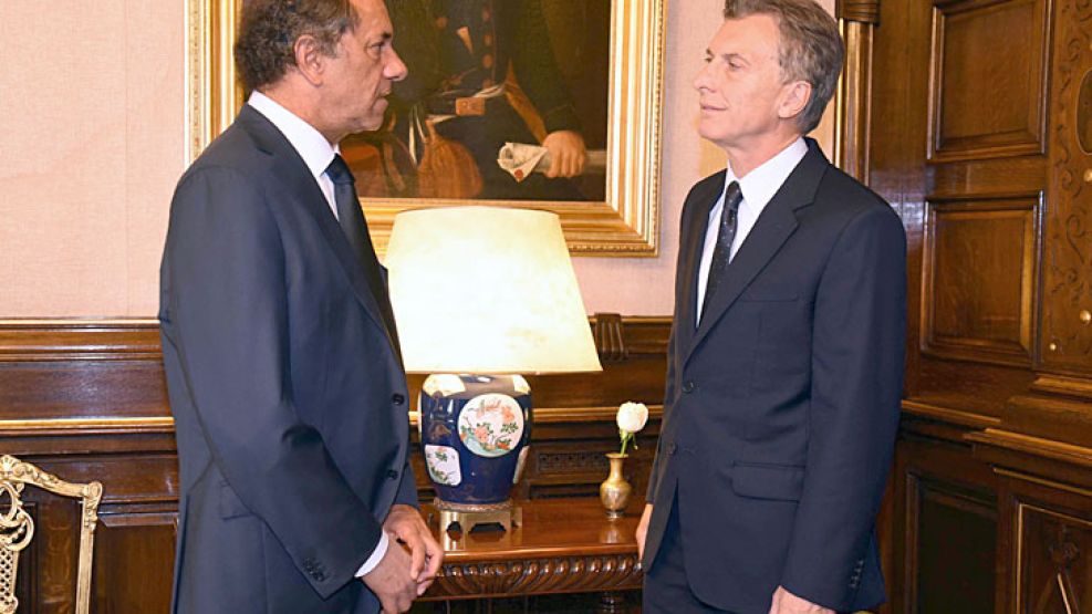 Cumbre. El Presidente recibió el viernes en la Casa Rosada a Scioli.