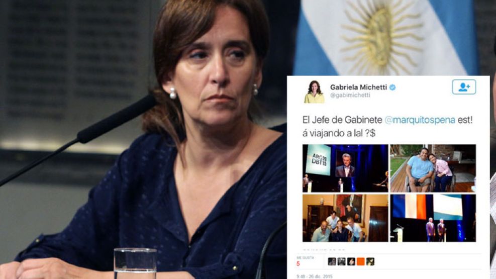 La vicepresidenta Gabriela Michetti fue foco de burlas en Twitter.