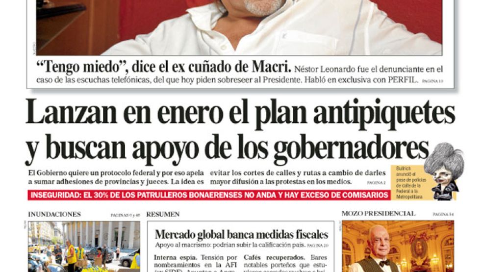Tapa de Diario Perfil del 27 de diciembre de 2015.