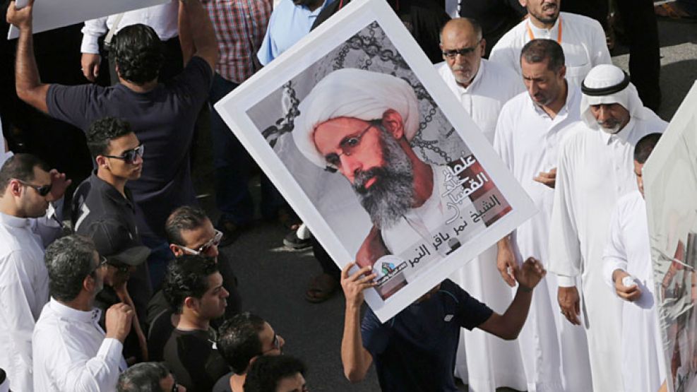 Protestas. La imagen del religioso ejecutado por los sauditas.