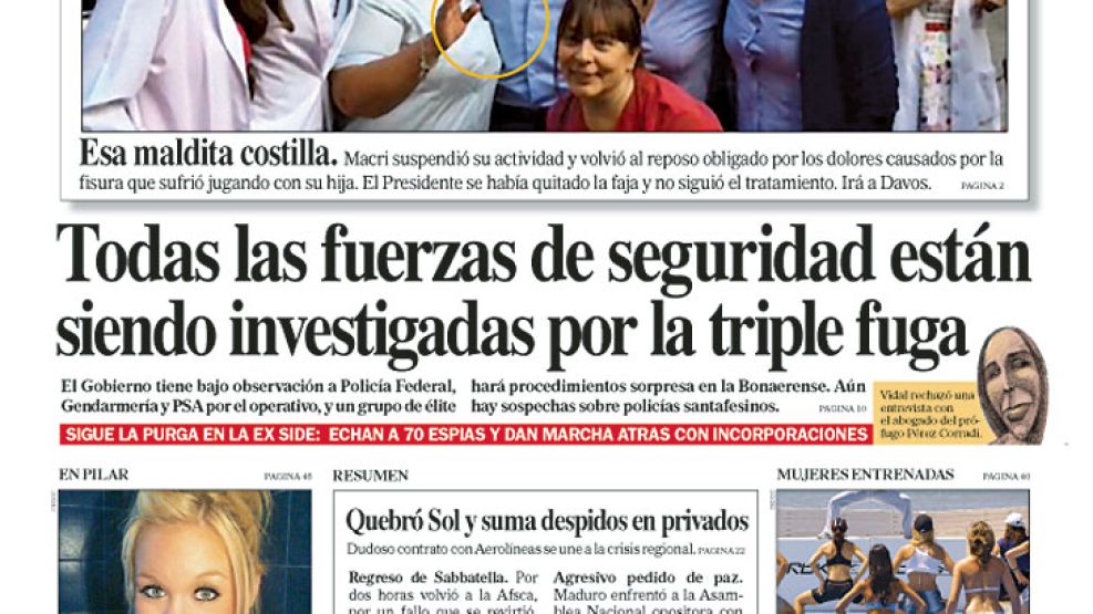 Tapa de Diario Perfil del 16 de enero de 2016.