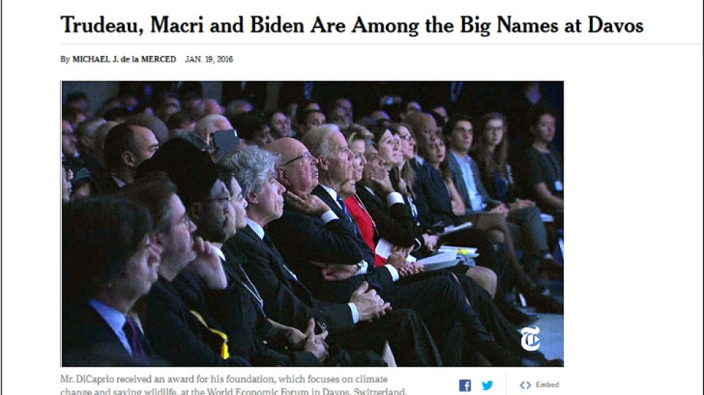 Macri, mencionado como uno de los "grandes nombres" del Foro de Davos.