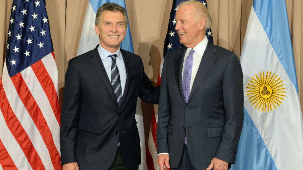 El presidente Mauricio Macri junto al vicepresidente de Estados Unidos, Joe Biden.