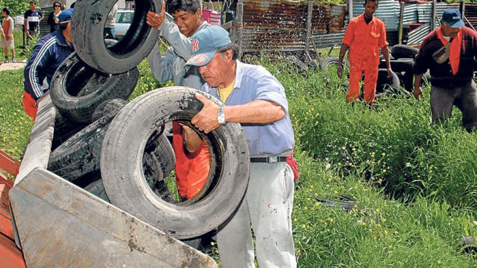 Prevencion. Tareas de descacharrizado para eliminar los posibles criaderos de mosquitos Aedes.
