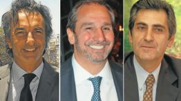 Detras del presidente. Los ejecutivos Calcaterra y Caputo, y Maffioli, de Socma, son los tres empresarios más escuchados.