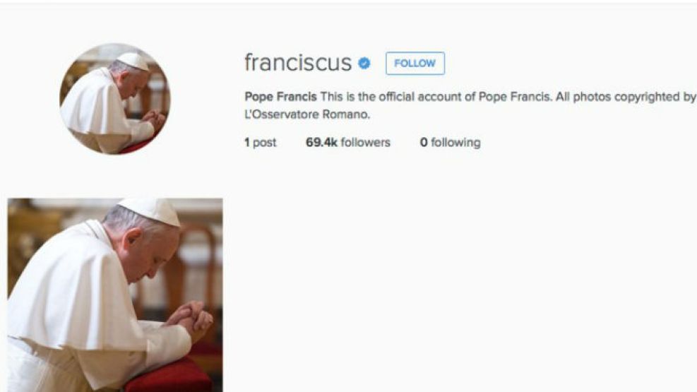 Francisco inauguró hoy su cuenta en la red Instagram.