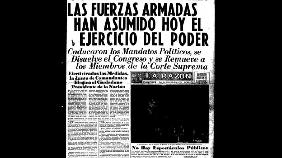 Se cumplen 40 años del inicio del Golpe de Estado cívico-militar de 1976