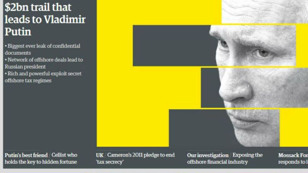 Putin, en la portada online de The Guardian. 