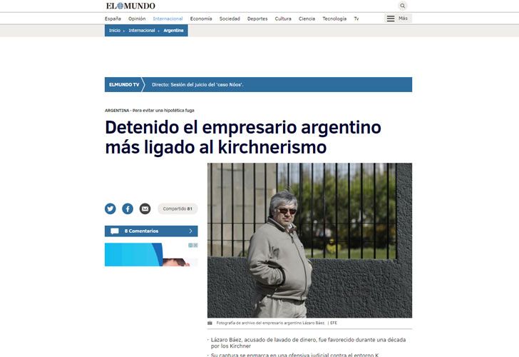 Los medios del mundo hicieron eco de la detención.