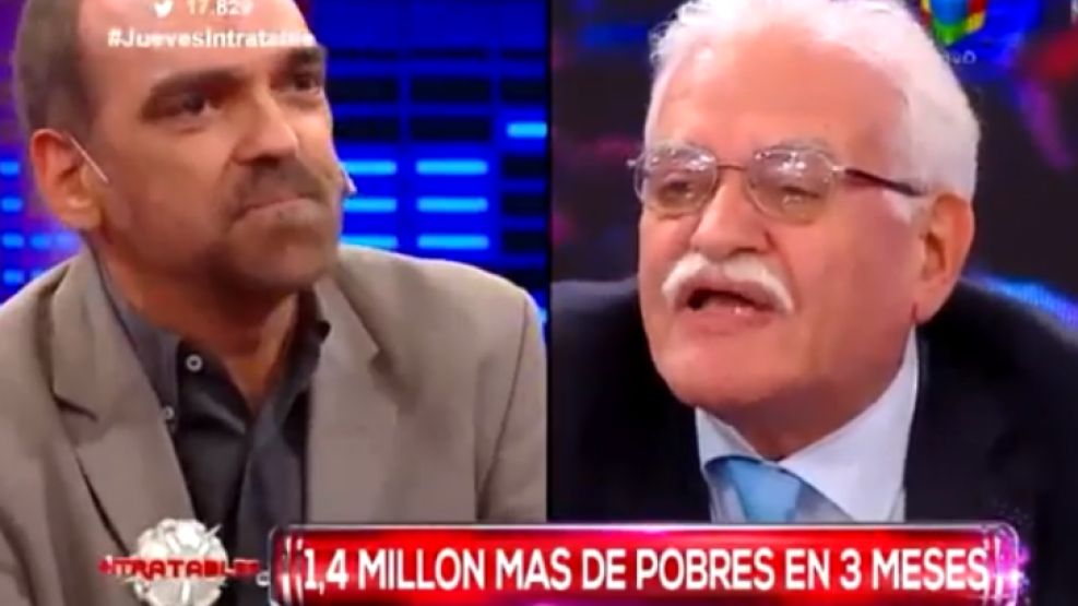 Tenso cruce en Intratables entre el periodista Fernando Iglesias (izquierda) y el expresidente del Banco Central, Aldo Pignanelli (derecha).