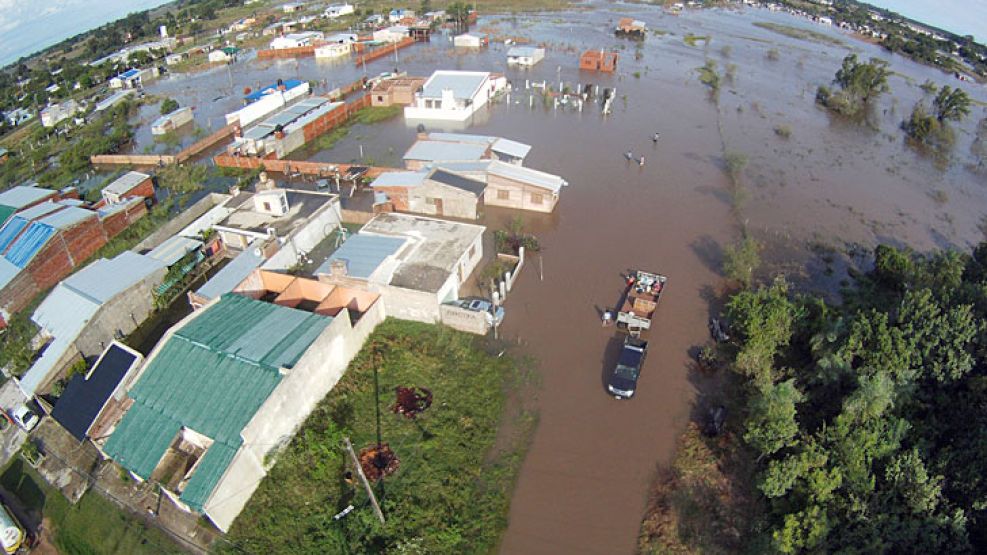 Corrientes. Vista aérea de Esquina, al sur de la provincia. El jueves llovieron más de 70 mm. <br>