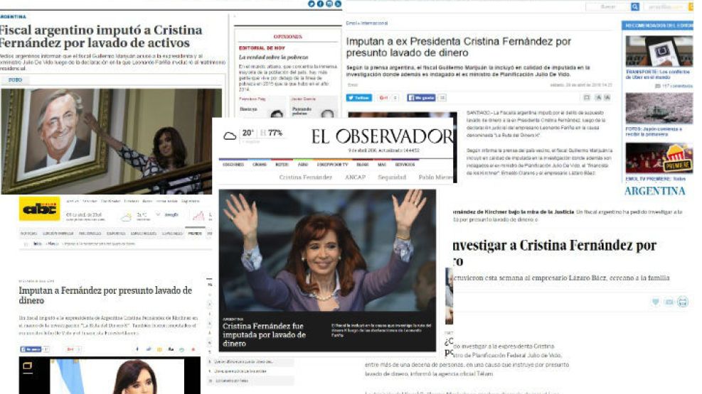 Medios del mundo se hacen eco de la noticia sobre el pedido de imputación a CFK.