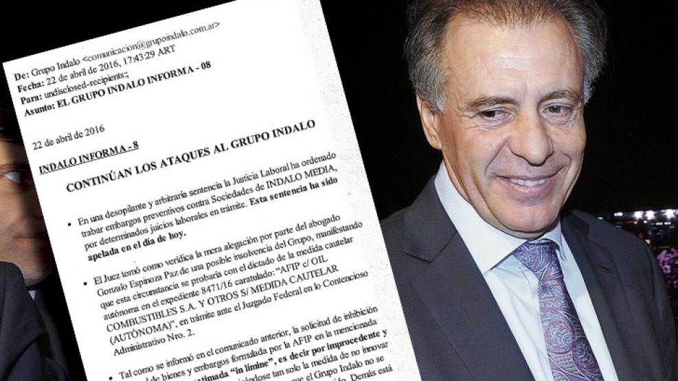 Cristóbal López denunció los "ataques al Grupo Indalo" en un comunicado.
