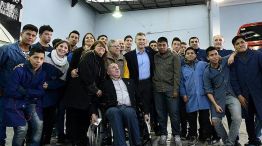 Macri, durante la visita a la escuela técnica del barrio de Balvanera.