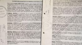El contrato de locación de una propiedad realizado a nombre de María Amalia Díaz, esposa de López y la empresa Austal Construcciones.