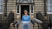 Sturgeon realizó una conferencia de prensa en su residencia oficial en Edimburgo.