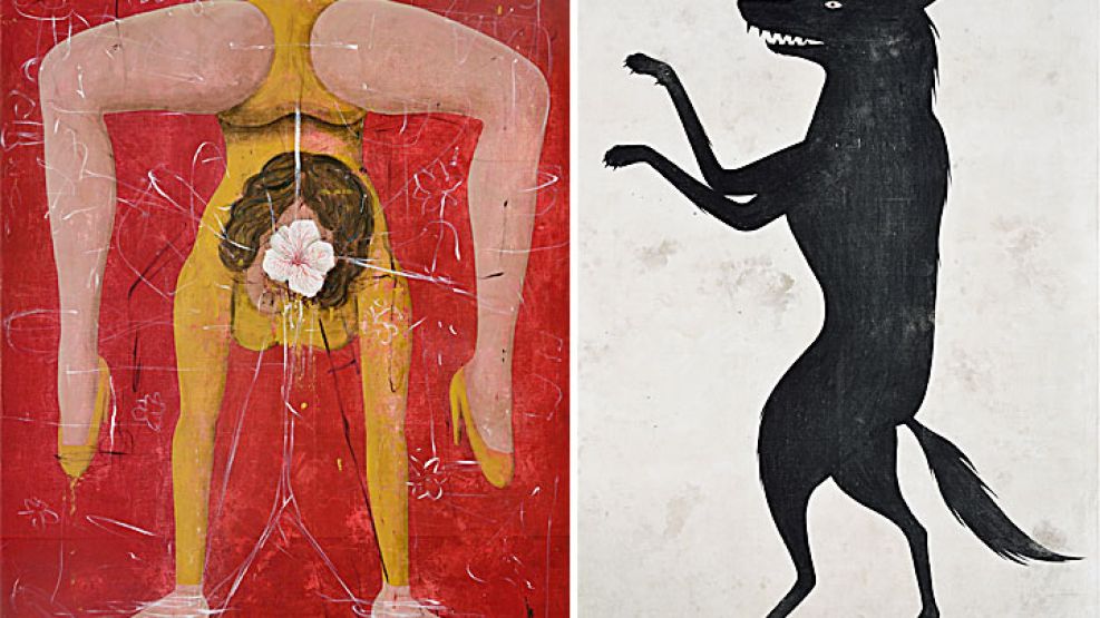 Equilibrio surrealista. Torsiones imposibles –que sólo encuentran el límite en la extensión misma del lienzo– y animales elásticos. <br>