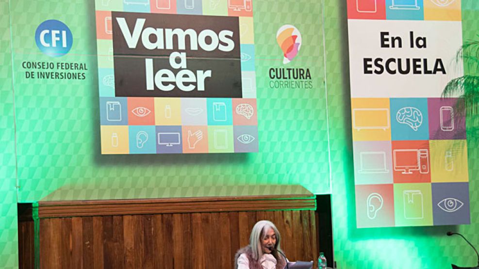 Clima. María Kodama brinda su conferencia “El otro en la obra de Borges”. Fue el principal evento el día de la inauguración.