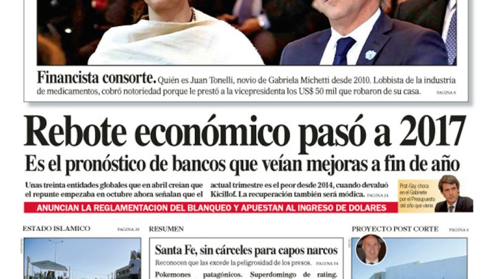 Tapa de Diario Perfil del 24 de julio de 2016<br>