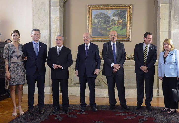  Macri y Juliana Awada fueron recibidos en el Palacio Itamaraty por Michel Temer, con motivo de la Apertura de los Juegos Olímpicos de Río de Janeiro 2016; también asistió la canciller Susana Malcorra. 