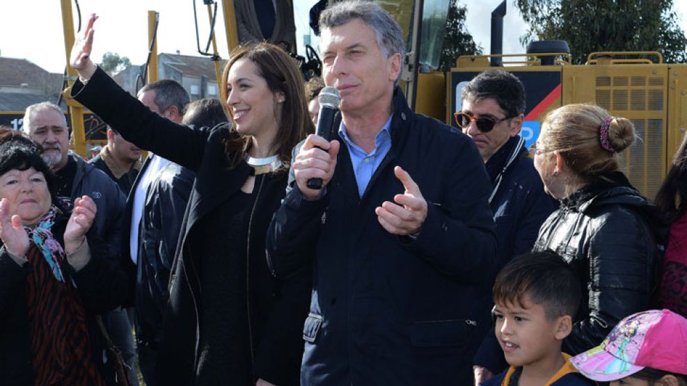 Macri y Vidal durante el acto en Mar del Plata.