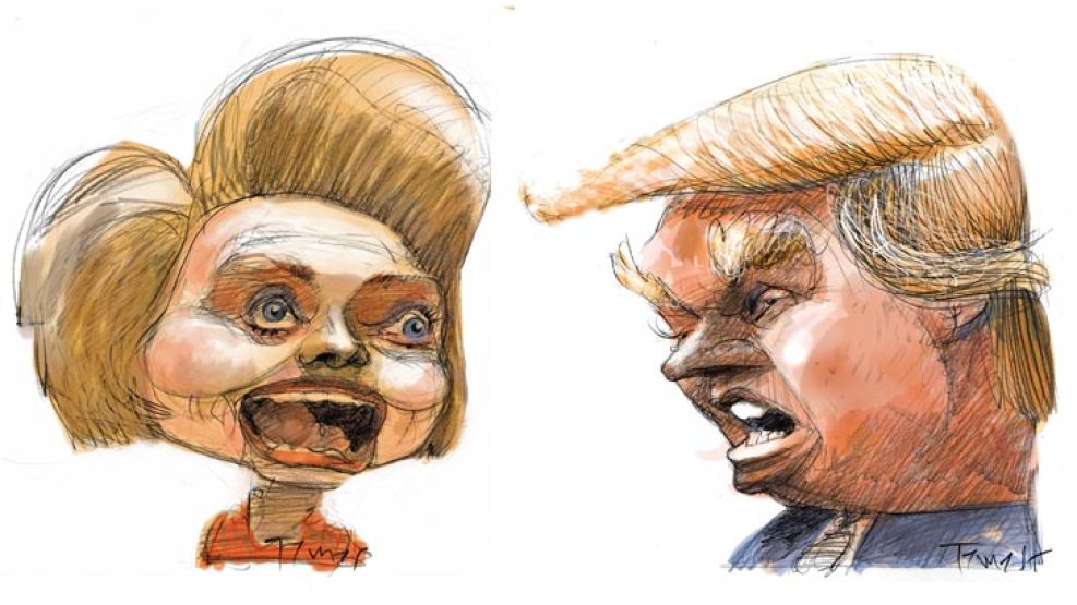 Hillary Clinton y Donald Trump por Pablo Temes.