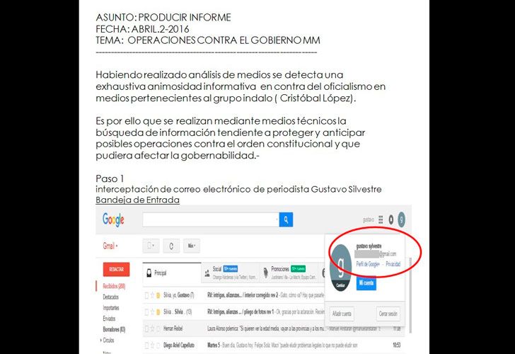 Los documentos del supuesto espionaje que publicó Adelanto 24.