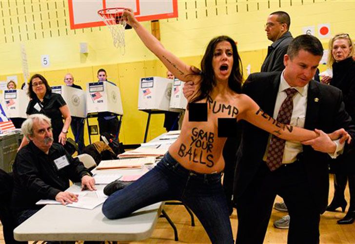 Protesta de Femen en el colegio electoral de Donald Trump