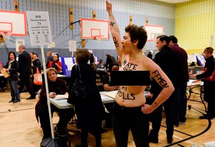 Protesta de Femen en el colegio electoral de Donald Trump