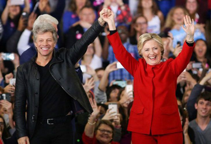 Hillary Clinton y Jon Bon Jovi.