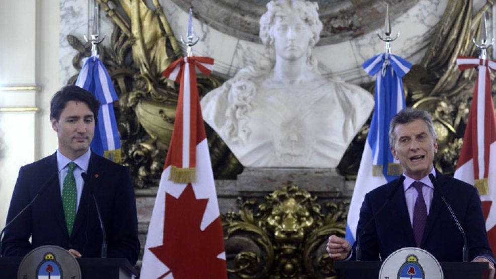 Conferencia de prensa entre Mauricio Macri y Justin Trudeau