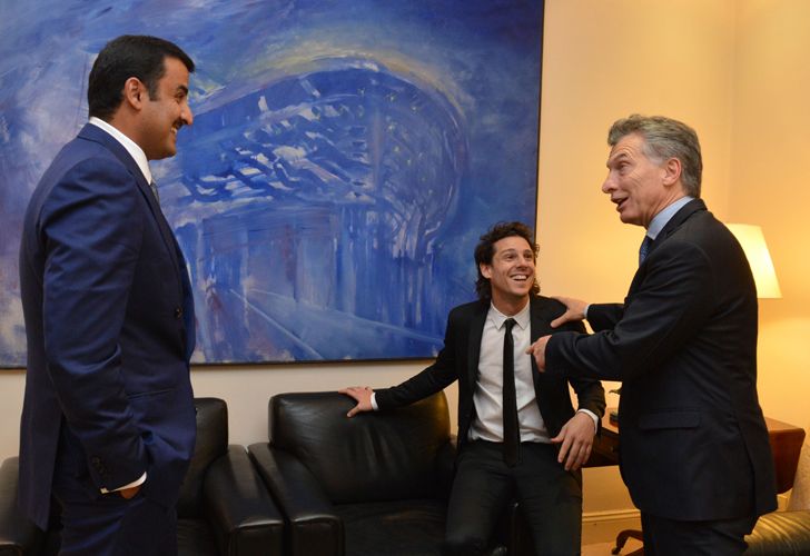 Macri y Gaudio junto al Emir de Qatar en la quinta de Olivos