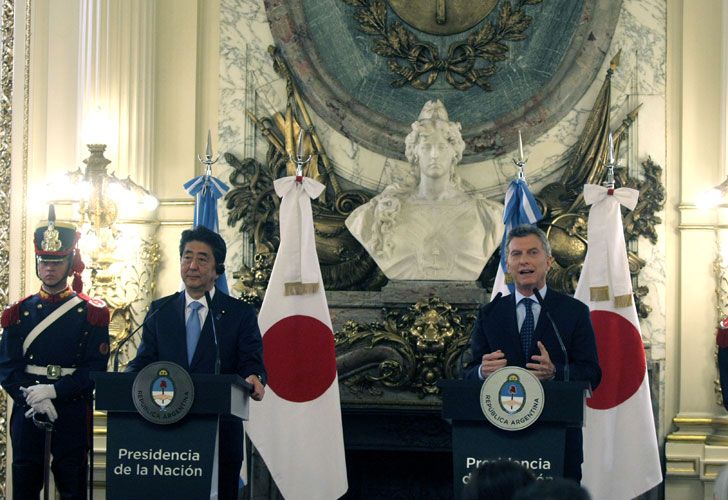 Mauricio Macri recibe en Casa Rosada al Primer Ministro de Japón, Shinzo Abe.