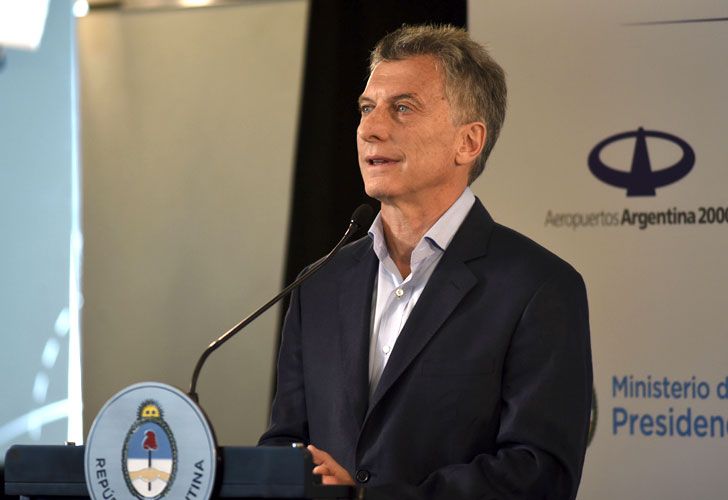 Macri en un acto de reinauguración del aeropuerto de Mendoza.