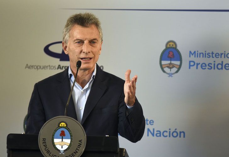 Macri en un acto de reinauguración del aeropuerto de Mendoza.