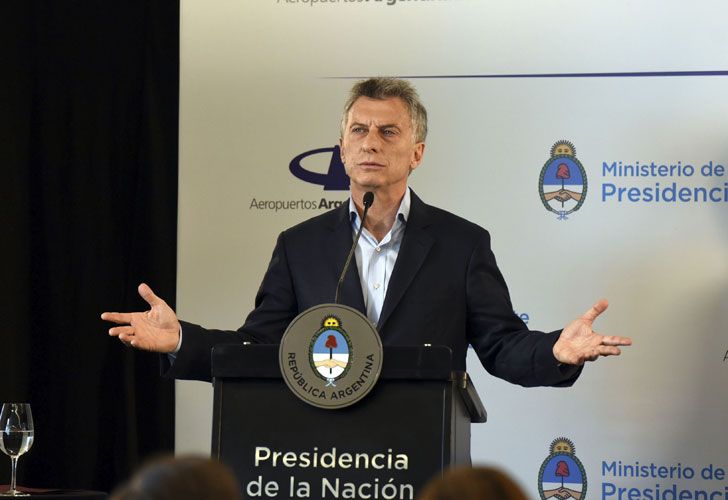 Macri en un acto de reinauguración del aeropuerto de Mendoza.