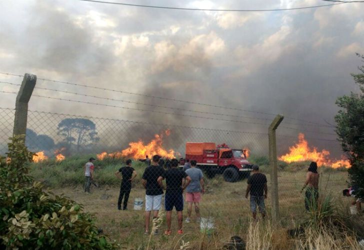 El fuego se extiende en los bosques de Valeria del Mar y Cariló. 