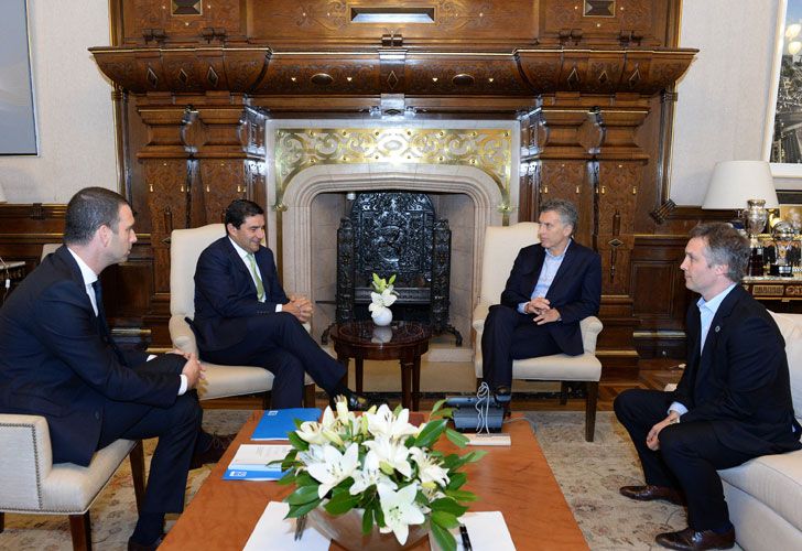 Mauricio Macri, Fernando de Andreis, Diego Bekerman y César Cernuda (Microsoft)