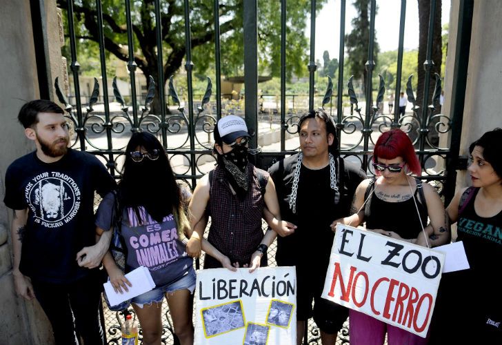 Manifestantes reclamaron en las puertas del Zoo porteño por la liberación de los animales.