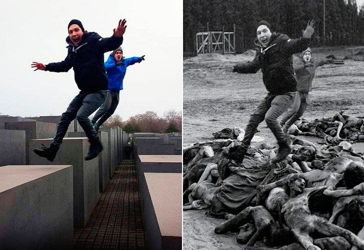 Un artista recopila las burdas fotografías que miles de turistas se hacen a diario en el monumento de Peter Eisenman en Berlín y las compara con el verdadero horror del Holocausto.