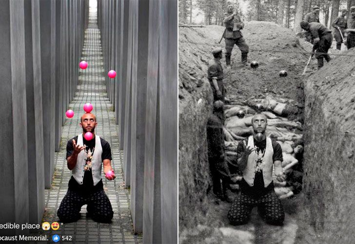 Un artista recopila las burdas fotografías que miles de turistas se hacen a diario en el monumento de Peter Eisenman en Berlín y las compara con el verdadero horror del Holocausto.