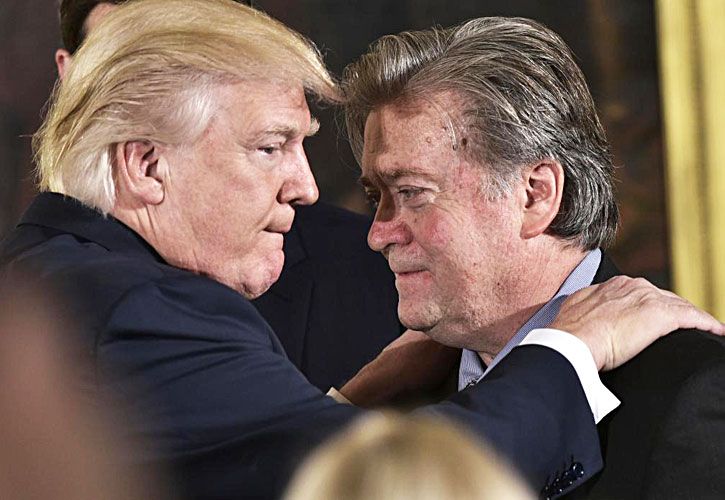 ideologo. Los opositores lo llaman “Presidente Bannon”. Fue designado en el Consejo de Seguridad Nacional, que define la política de defensa y exterior. Dijo que la prensa debía “cerrar la boca”.