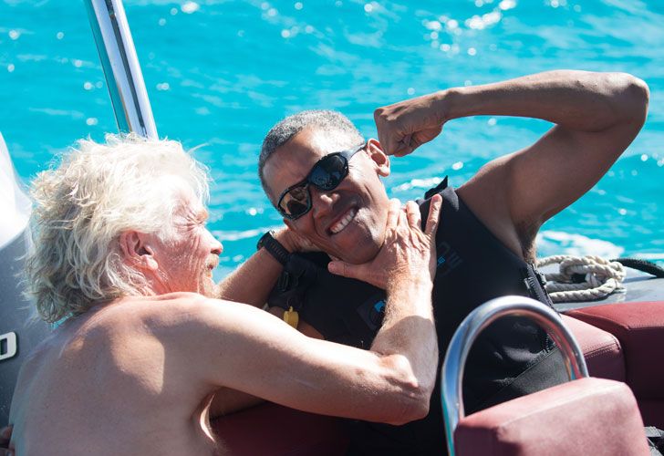 Obama fue a una isla paradisíaca del Caribe, propiedad del fundador de Virgin, Richard Branson.  